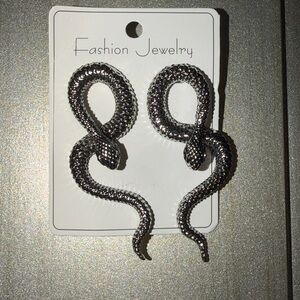 Silver Snake Earrings